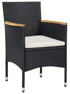5 Piece Garden Dining Set Poly Rattan and Tempered Glass Black
