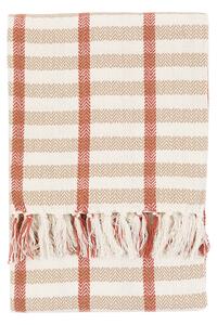 Cira Grid Woven Throw in Rust and Natural
