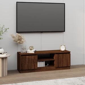 TV Cabinet with Door Brown Oak 102x30x36 cm