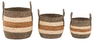 Cassian Brown Striped Basket, Set of 3