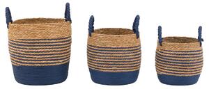 Junip Seagrass Basket in Blue Stripe, Set of 3