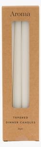 Lucera Tapered Dinner Candles in White, Set of 8, White