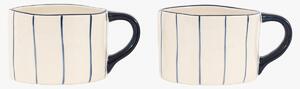 Stripey Mug in Blue, Set of 4
