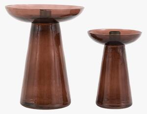 Lucetta Glass Candle Holder in Smoke, Set of 2