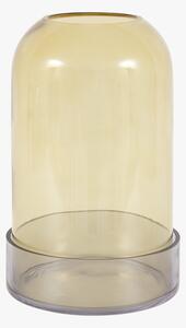 Jade Smoked Glass Candle Holder in Green, Large