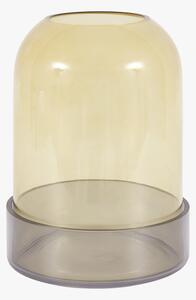 Jade Smoked Glass Candle Holder in Green, Small