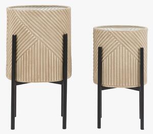 Alto Metal Planters in Stone, Set of 2