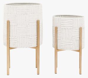 Alto Metal Planters in White, Set of 2