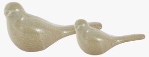 Robin Bird Sculpture in Fennel Green, Set of 2