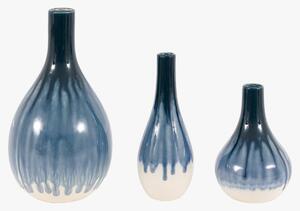 Arabella Blue Organic Fade Ceramic Vase, Set of 3