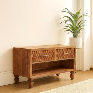 Wood Shoe Storage Storage Bench, Acid-Wash Distressed Finish, Shoe Storage Unit with 2 Drawers & Shelves, Brown Aosom UK