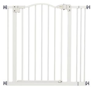 PawHut Metal 74-87cm Adjustable Pet Gate Safety Barrier w/ Auto-Close Door White Aosom UK