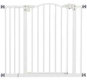 PawHut Adjustable Safety Pet Gate, Metal, Auto-Close Feature, Pressure Mount, 74-94cm, White Aosom UK