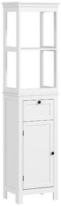 HOMCOM Tall Bathroom Cabinet, Slim Bathroom Storage Cabinet with Shelves, Soft Close Door and Drawer, Adjustable Shelf, White Aosom UK