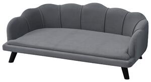 PawHut Dog Sofa for Medium Large Dogs, Shell Shaped Pet Couch Bed with Legs Cushion Washable Cover, Grey