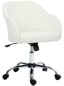 HOMCOM Velvet-feel Swivel Office Chair - Cream