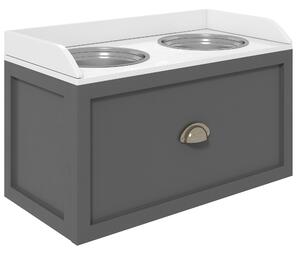 PawHut Elevated Dog Feeder, Stainless Steel Pet Bowls with Storage Drawer, 21L Capacity for Large Breeds, Grey Aosom UK