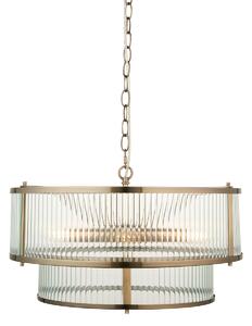 Richmond 5-Light Pendant in Antique Brass & Ribbed Glass