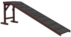 PawHut Pet Ramp for Dogs Non-slip Carpet Top Platform Pine Wood 188 x 40.5 x 63.5, Brown, Grey Aosom UK