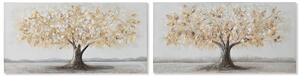 Painting Home ESPRIT Golden Canvas MDF Wood Tree Traditional 120 x 3 x 60 cm (2 Units)