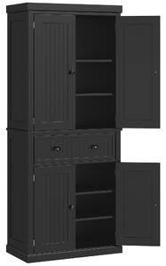 HOMCOM Traditional Kitchen Cupboard Freestanding Storage Cabinet with Drawer, Doors and Adjustable Shelves, Black Aosom UK