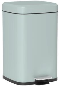 HOMCOM 20L Modern Boxy Metal Home Kitchen Bin - Light Green Aosom UK