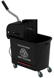 HOMCOM 20L Mop Bucket with Wringer and Handle, Mop Bucket on Wheels for Floor Cleaning, Separate Dirty and Clean Water, Black Aosom UK