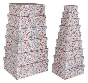Set of decorative boxes Versa Cardboard Flowers (15 Pieces)