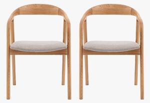 Menorca Oak Upholstered Dining Chair, Set of 2