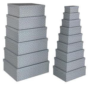 Set of decorative boxes Versa Grey Cardboard Flowers (15 Pieces)