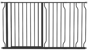 PawHut 75-145cm Dog Gate Extra Wide Stairway Gate for Pet,Pressure Fit Stair Gate for Doorways, Hallways, Staircases, Black Aosom UK