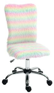 HOMCOM Armless Computer Desk Chair, Fluffy Fabric Swivel Office Chair, Makeup Vanity Chair with Height Adjustable, Wheels, Unicorn Tone Aosom UK