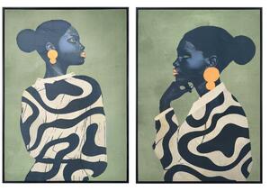 Painting Home ESPRIT Black Green Lady Modern (2 Units)