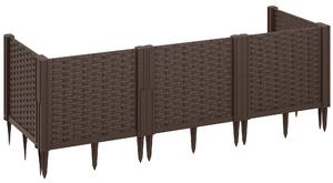 Outsunny Plastic Raised Garden Bed, Modular Planter Box Kit, Garden Fence Edging Border for Flowers, Vegetables, Herbs, Brown