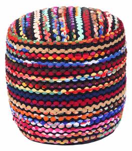 Homescapes Multi Coloured Folk Woven Bean Filled Pouffe Round 45 cm