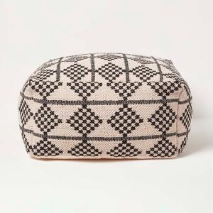 Geometric Natural & Black Pouffe Bean Cube Footstool 55 x 30 cm