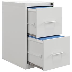 HOMCOM Two-Drawer Modern Steel Filing Cabinet with Central-Locking Mechanism, Modern Boxy Design, White Aosom UK