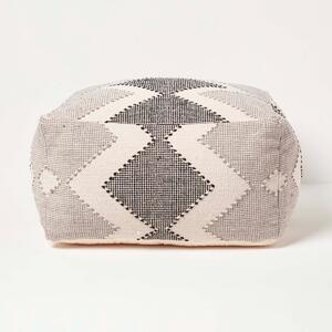 Geometric Grey & Black Pouffe Bean Cube Footstool 55 x 30 cm