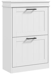 HOMCOM Shoe Storage Cupboard with Two-Drawer, Minimalistic Shoe Storage Cabinet for 10 Shoes, White Aosom UK