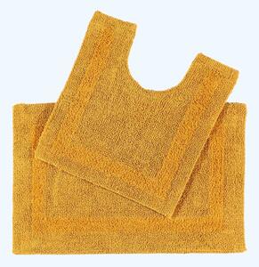 Homescapes Luxury Reversible Bath Mat Set - Mustard Yellow