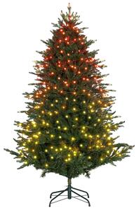 HOMCOM 1.8m/6ft Artificial Christmas Tree w/ 300 Multicoloured LED Lights, 8 Modes and Remote, Hinged Pre Lit Xmas Tree, Green Aosom UK