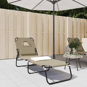 Folding Sun Lounger Taupe Oxford Fabric&Powder-coated Steel