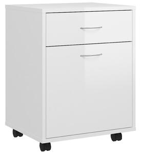 Rolling Cabinet High Gloss White 45x38x54 cm Engineered Wood