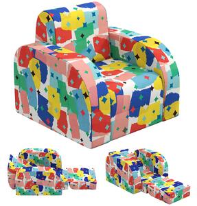 AIYAPLAY Foldable Toddler Chair Soft Snuggle Sponge Filled for Bedroom Playroom, Aged 18 Months to 3 Years - Multicoloured Aosom UK