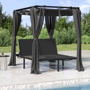 Double Sun Lounger with Side and Top Curtains Anthracite