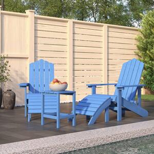 Troy HDPE Armchairs With Footstool And Table In Aqua Blue