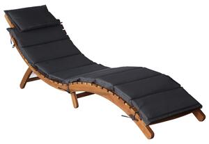Kilmer Solid Wood Sun Lounger With Dark Grey Cushions