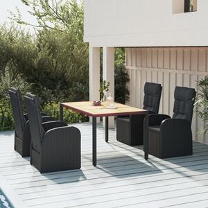Sitka Poly Rattan 5 Piece Garden Dining Set Large In Black