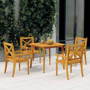 Narvon Square Round Wooden 5 Piece Garden Dining Set In Natural