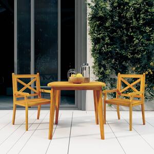 Narvon Square Round Wooden 3 Piece Garden Dining Set In Natural